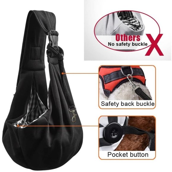 Tomkas Small Pet Sling Carrier Reversible Black Dog Cat Up to 10lbs - Picture 5 of 7